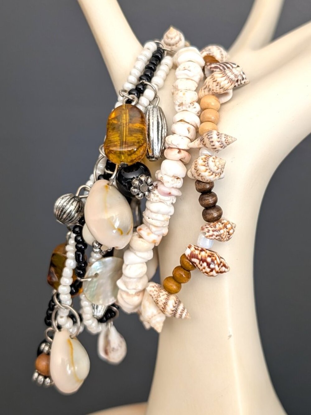 3 stretch shell bracelets